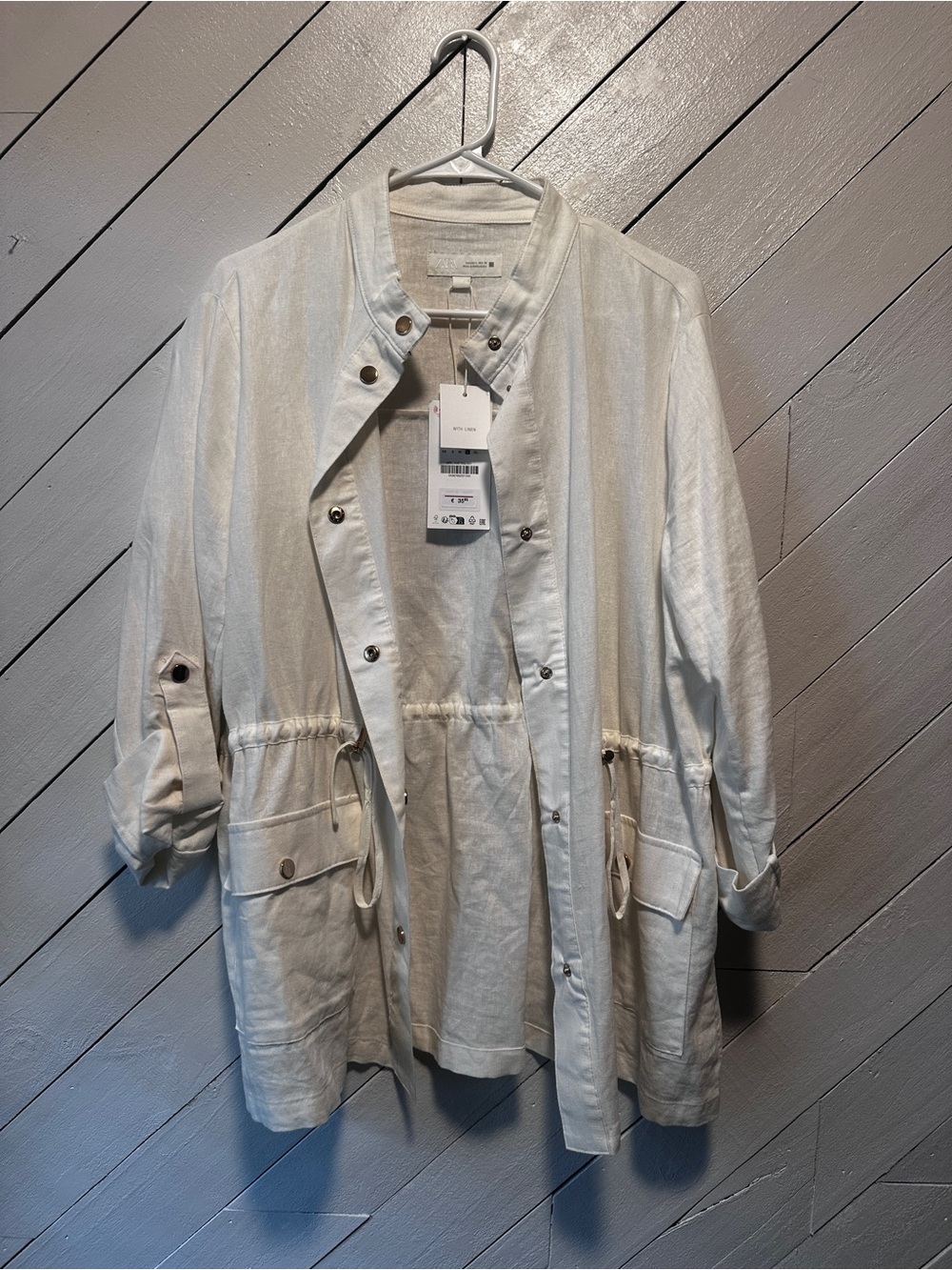 Zara Cream Drawstring Utility Jacket - Picture 3 of 4